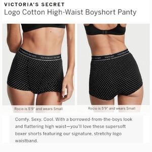 Victoria's secret logo cotton high-waist polka dot stretch boyshort panty LARGE